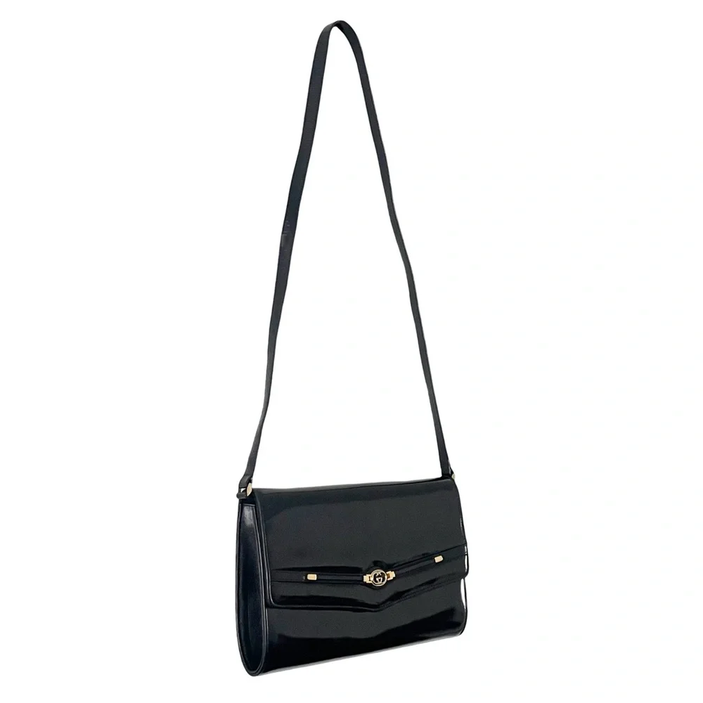 Gucci black patent leather GG logo vintage shoulder bag rare - Picture 3 of 12